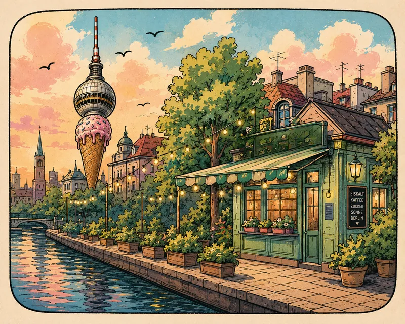 Café am Kanal mit Fernsehturm-Eistüte